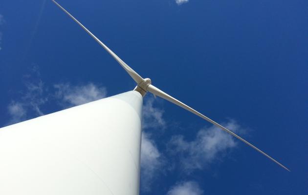 turbine blade against blue sky